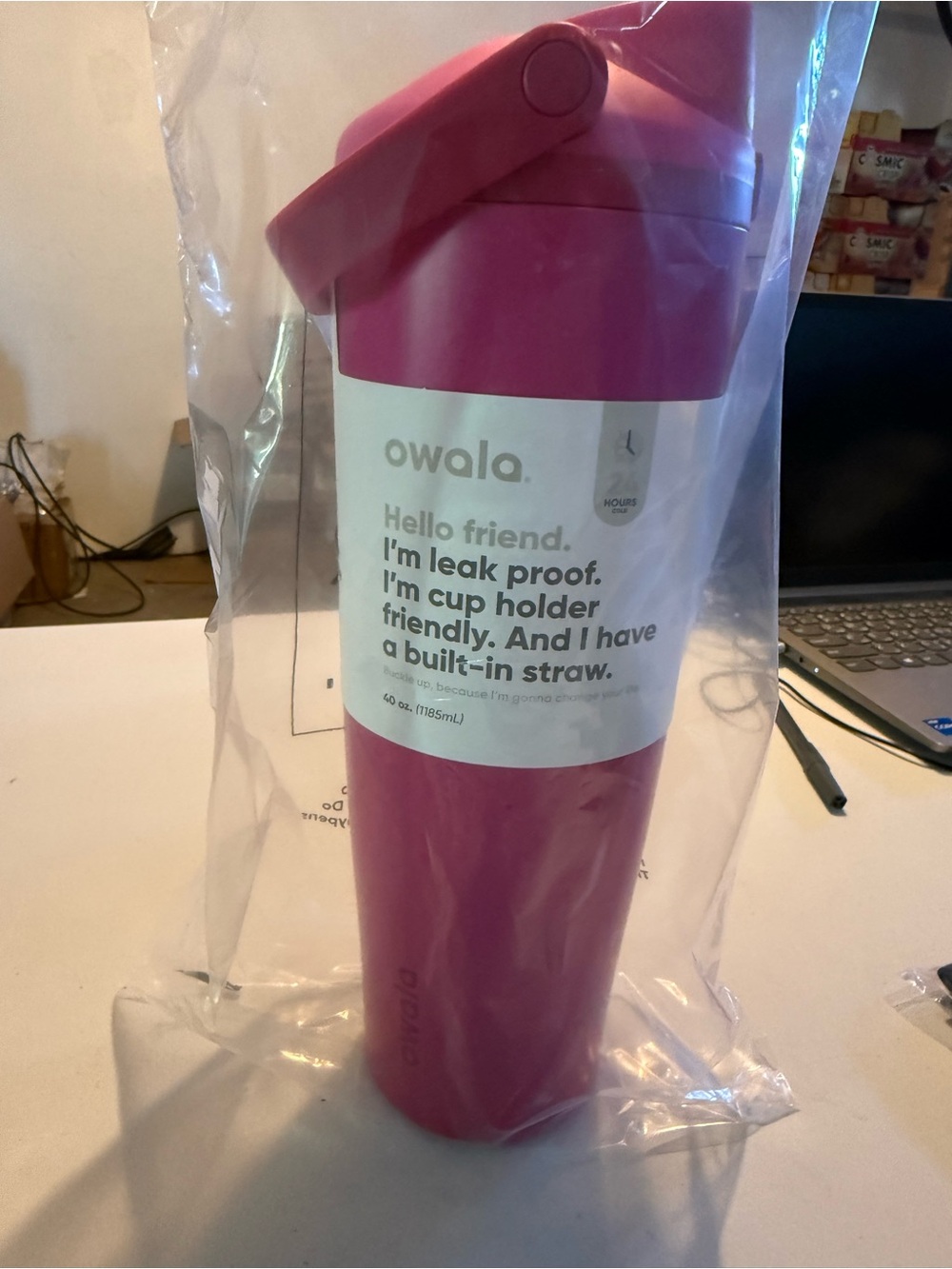 Pink Travel Tumbler with Flip Straw Lid